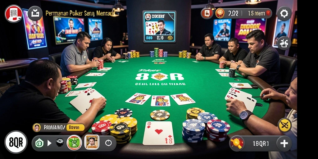 Tampilan gameplay Poker yang intens dan menarik di 8QR.