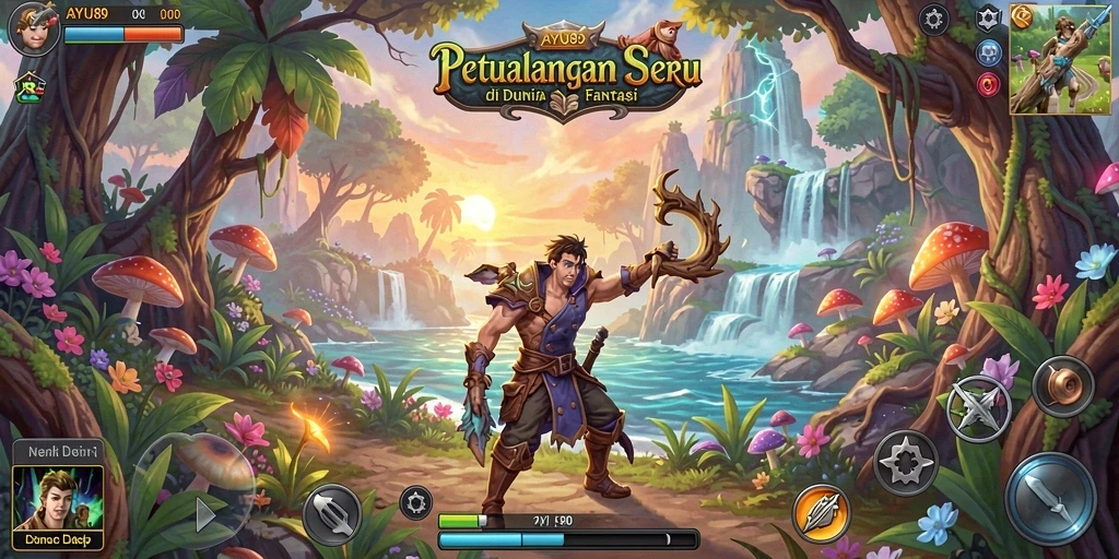 Tangkapan layar AYU89 menampilkan aksi petualangan yang mendebarkan.