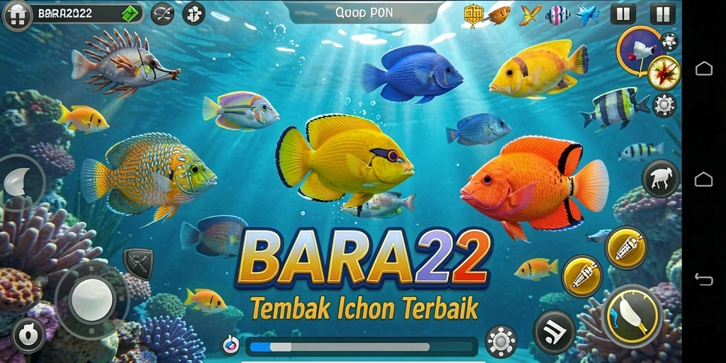 Gameplay seru Tembak Ikan di BARA22 dengan ikan beragam.