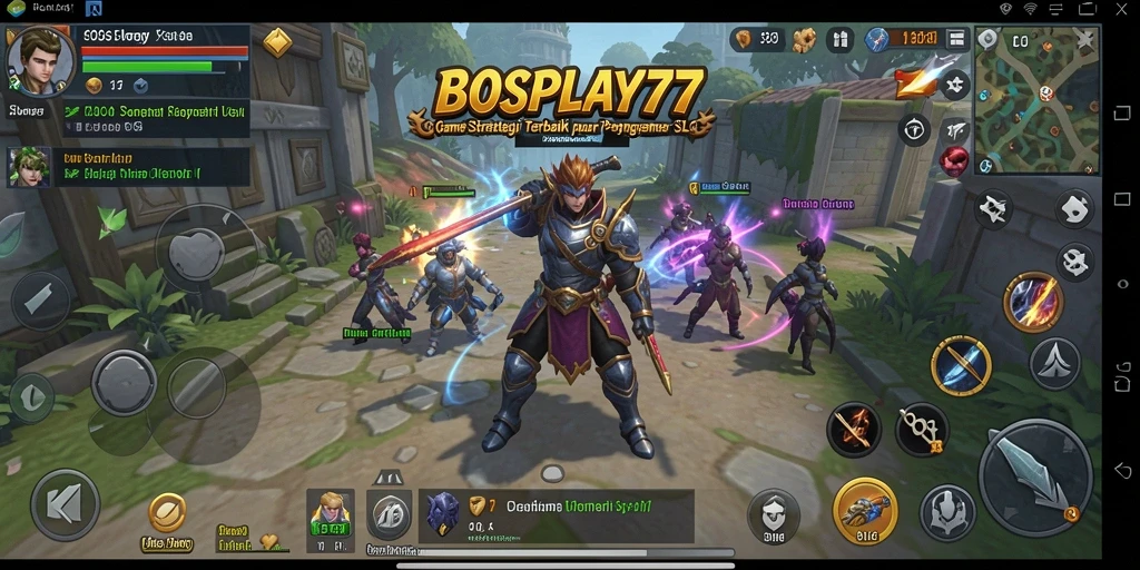 Tampilan gameplay BOSPLAY77 menunjukkan aksi strategi yang intens.