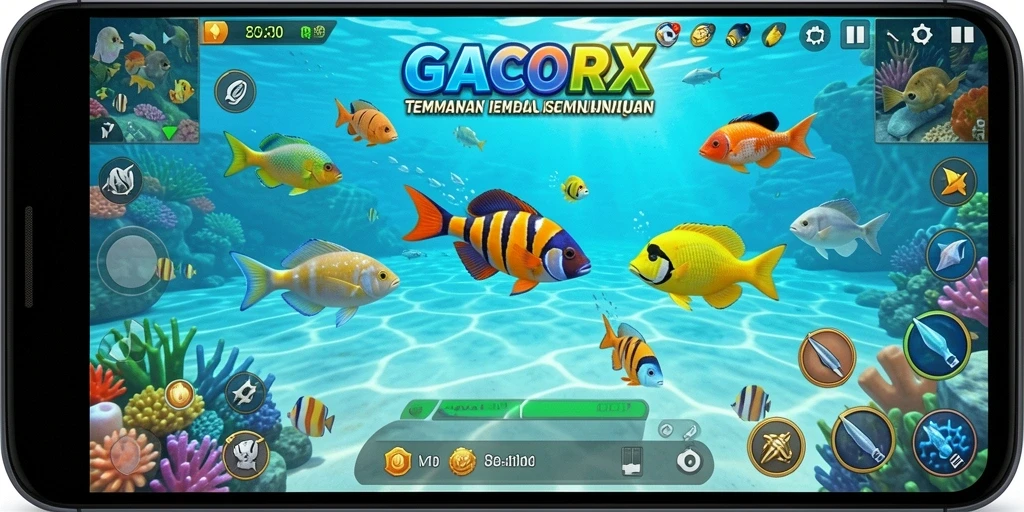 Screenshot utama GACORX menampilkan aksi seru Tembak Ikan.