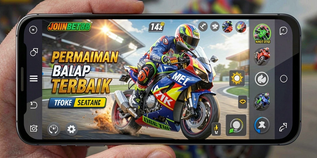 Tangkapan layar dari gameplay seru JOINBET88 yang penuh aksi balap motor.