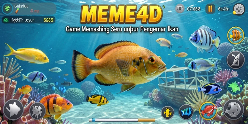 Screenshot gameplay <strong>MEME4D</strong> menampilkan pemandangan indah saat memancing.