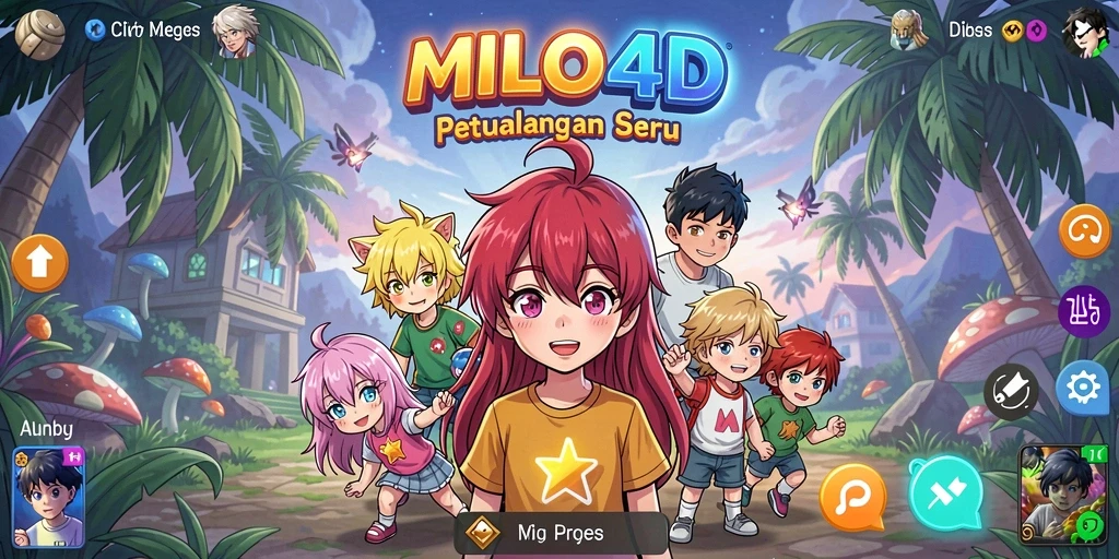 Screenshot utama menampilkan pertarungan epik dalam MILO4D dengan karakter anime.