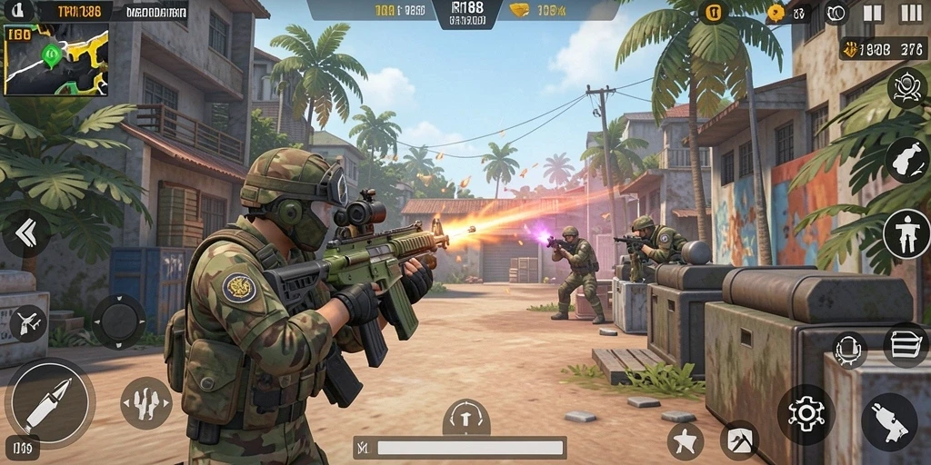 Tangkapan layar utama dari RI188 menampilkan aksi gameplay TPS yang menegangkan.