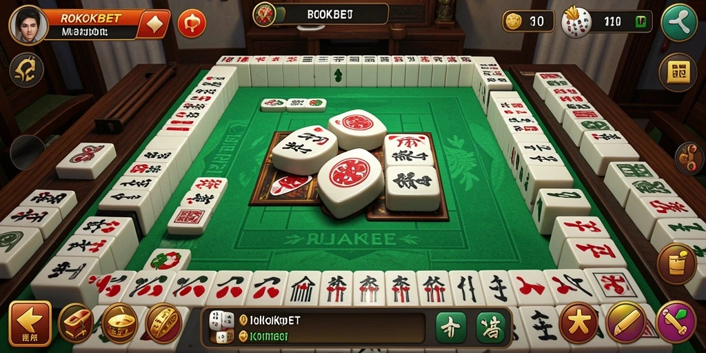 Screenshot gameplay ROKOKBET menampilkan aksi seru dan strategis dalam permainan Mahjong.