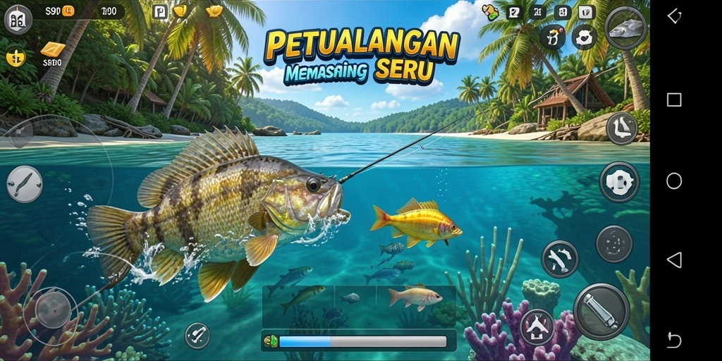 Tampilan gameplay S80 dengan aksi memancing yang seru.