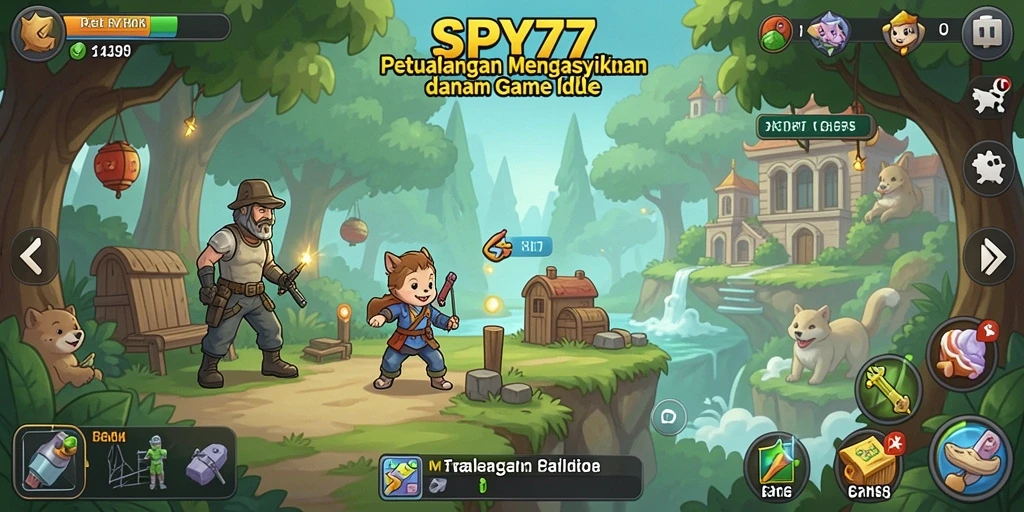 Screenshot gameplay SPY77 yang menunjukkan aksi Idle yang menyenangkan.