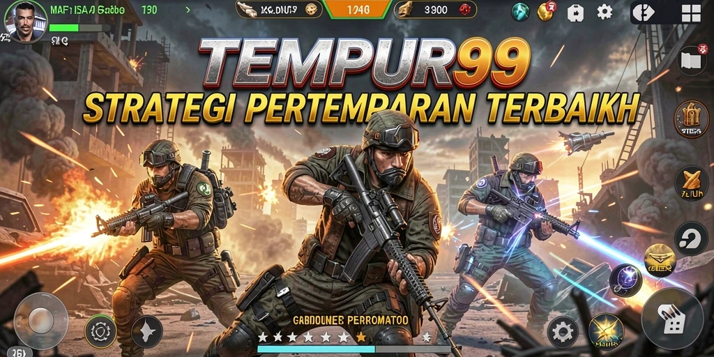 Screenshot utama TEMPUR99 menunjukkan pertempuran strategi yang mendebarkan.